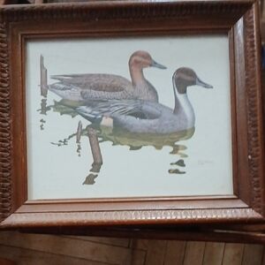 Framed Duck Art Print in Brown and Gray